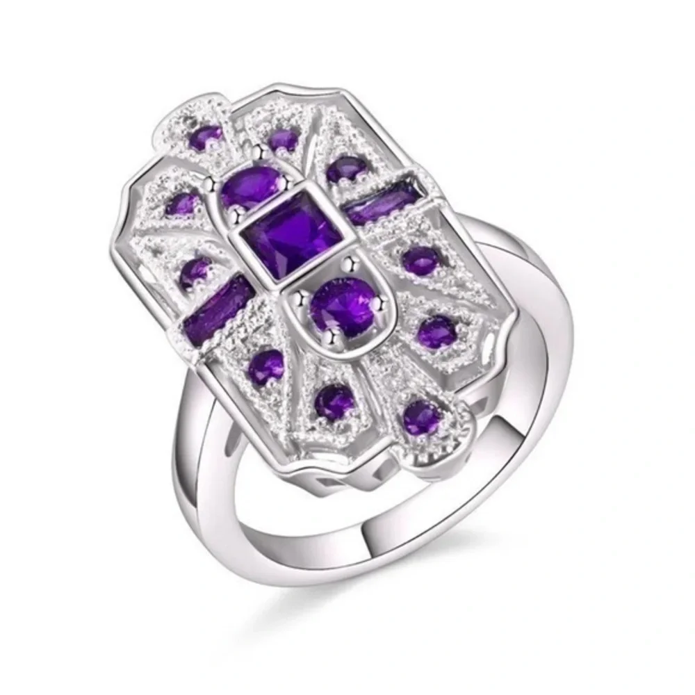 Art Deco Purple and Diamond Ring